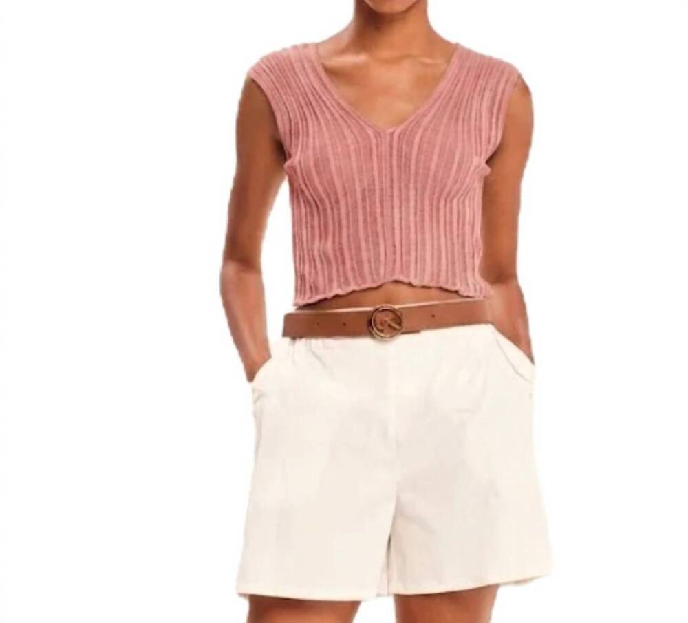NEW KOURBELA sleeveless knitted crop top in summer rose